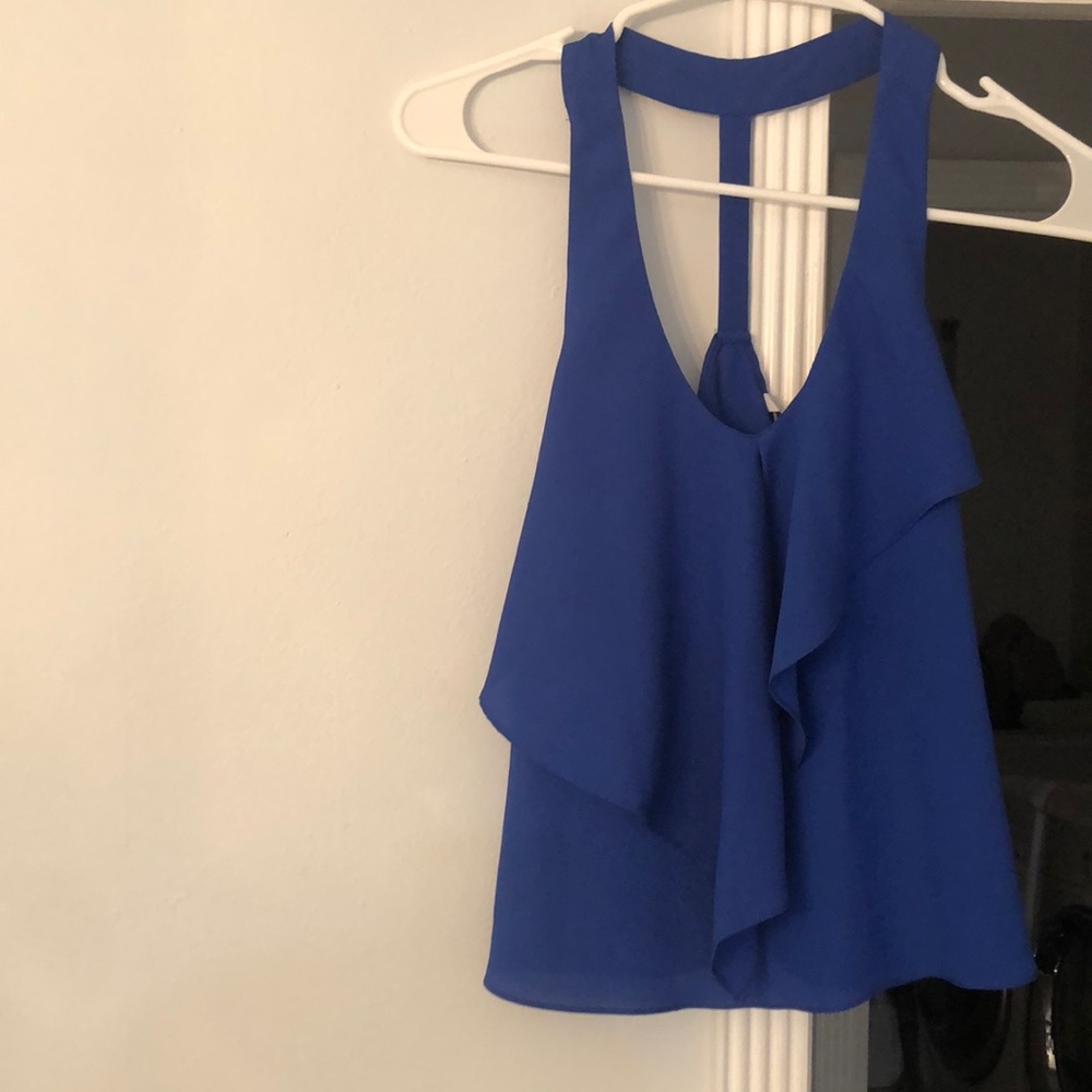 Blue ruffle top